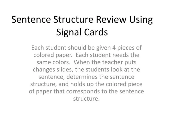 sentence structure review using signal cards