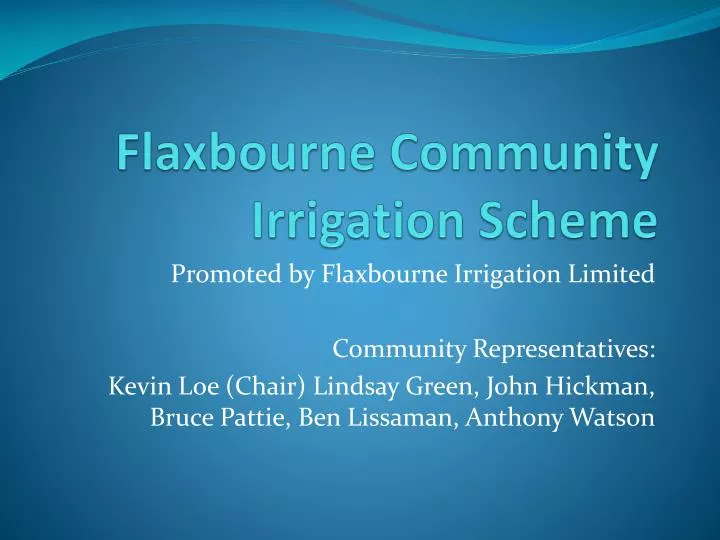 flaxbourne community irrigation scheme