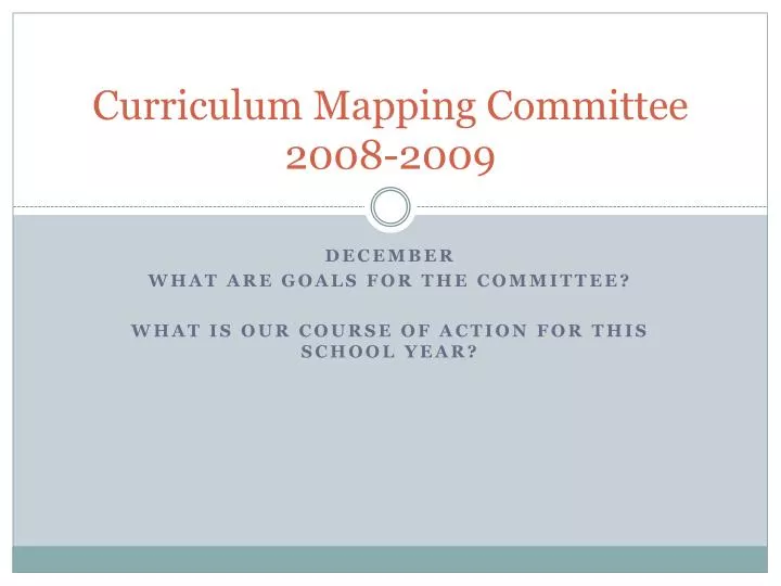 curriculum mapping committee 2008 2009