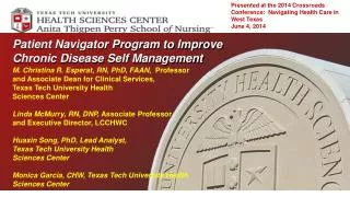 Patient Navigator Program to Improve Chronic Disease Self Management