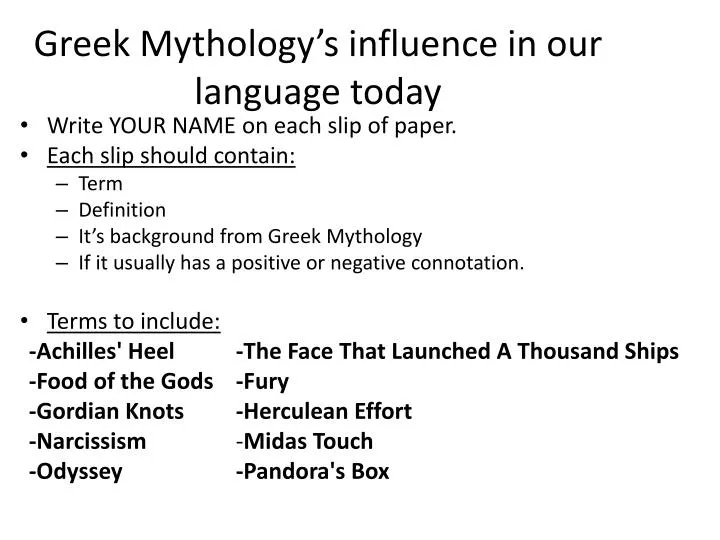 greek mythology s influence in our language today