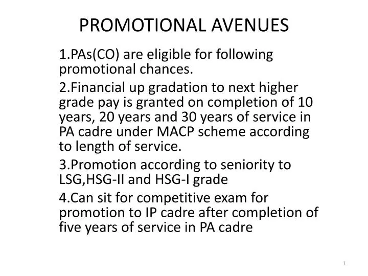 promotional avenues