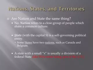 Nations, States, and Territories