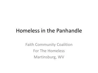 Homeless in the Panhandle