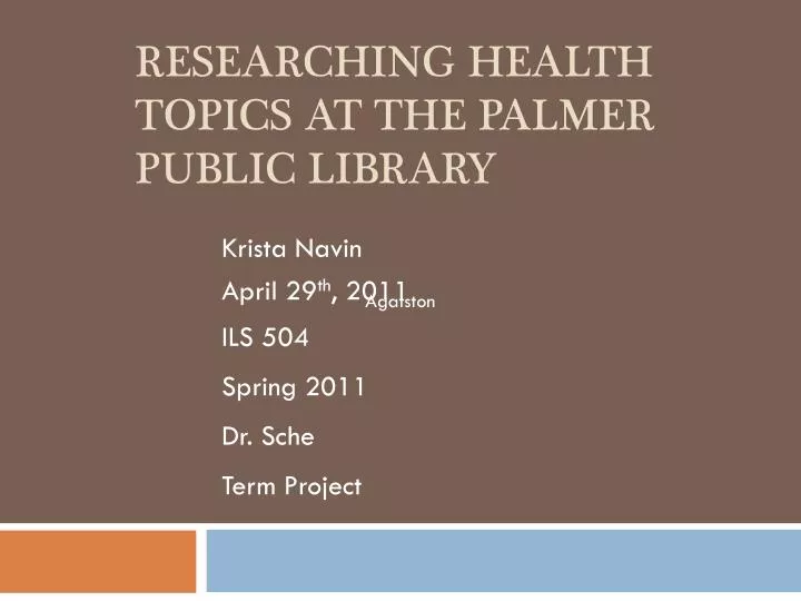 researching health topics at the palmer public library
