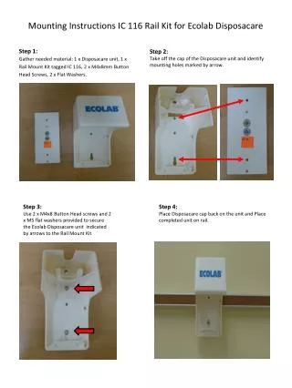 Mounting Instructions IC 116 Rail Kit for Ecolab Disposacare