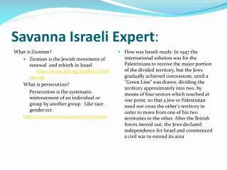 Savanna Israeli Expert :