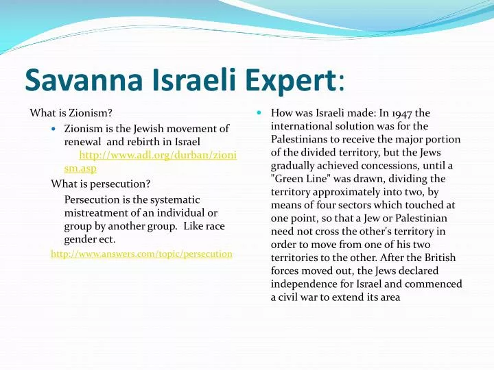 savanna israeli expert