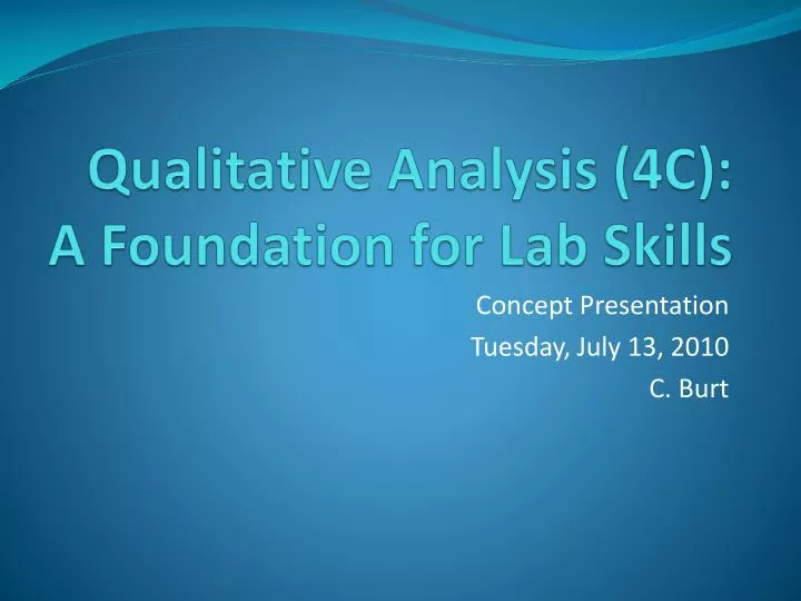 qualitative analysis 4c a foundation for lab skills