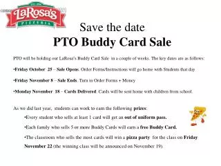 Save the date PTO Buddy Card Sale