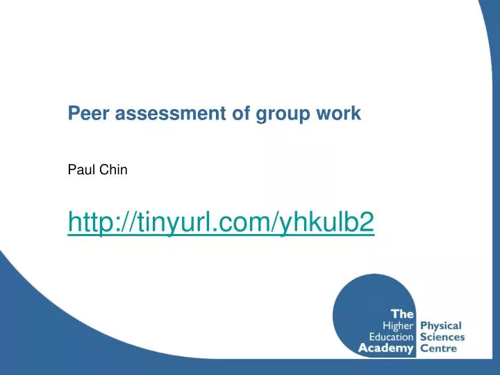 peer assessment of group work