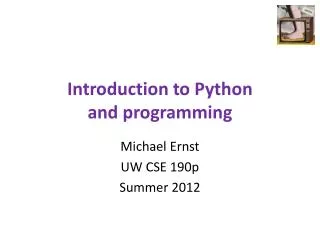 Introduction to Python and programming