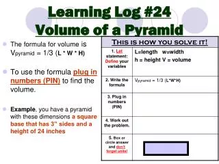Learning Log #24 Volume of a Pyramid