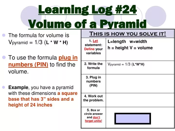 learning log 24 volume of a pyramid