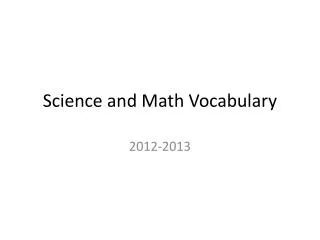 Science and Math Vocabulary