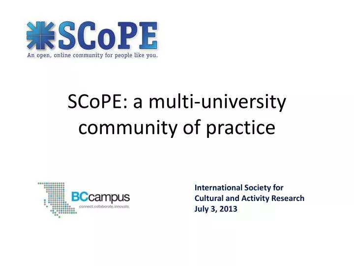 scope a multi university community of practice