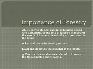 Importance of Forestry