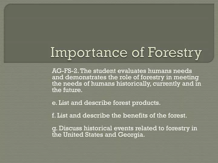 importance of forestry