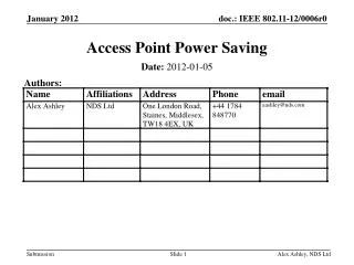 Access Point Power Saving