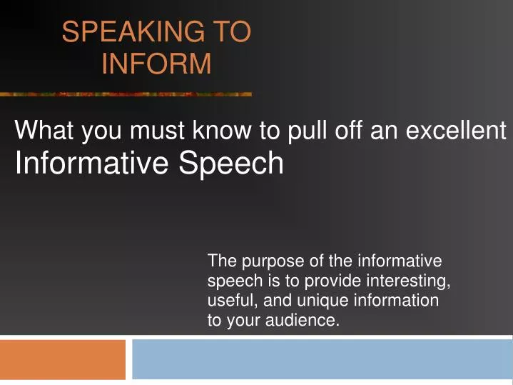speaking to inform