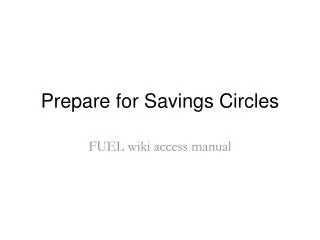 Prepare for Savings Circles