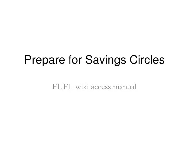prepare for savings circles