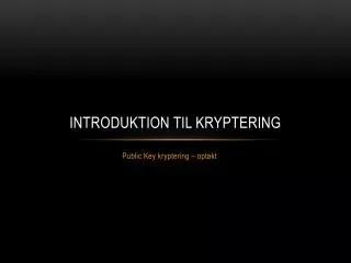 introduktion til kryptering