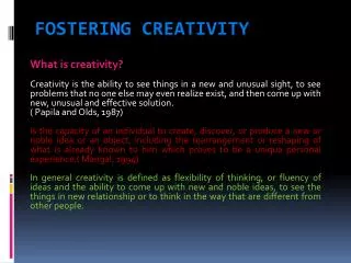 Fostering creativity