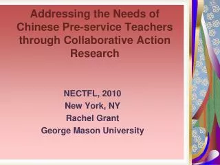 Addressing the Needs of Chinese Pre-service Teachers through Collaborative Action Research