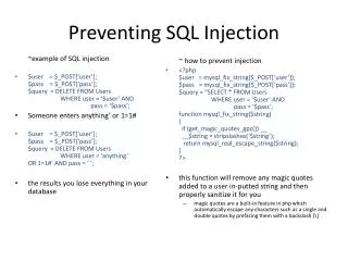 Preventing SQL Injection