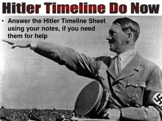 Answer the Hitler Timeline Sheet using your notes, if you need them for help