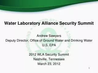 Water Laboratory Alliance Security Summit