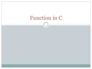 Function in C