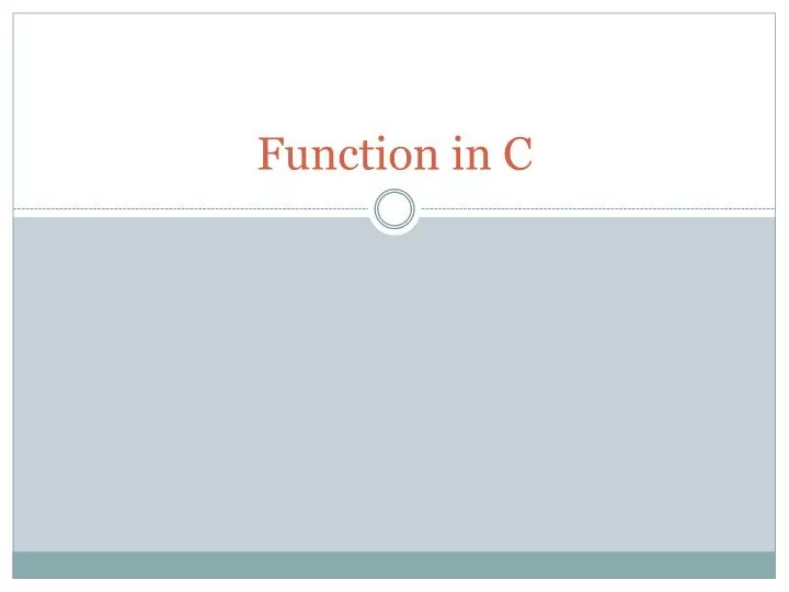 function in c
