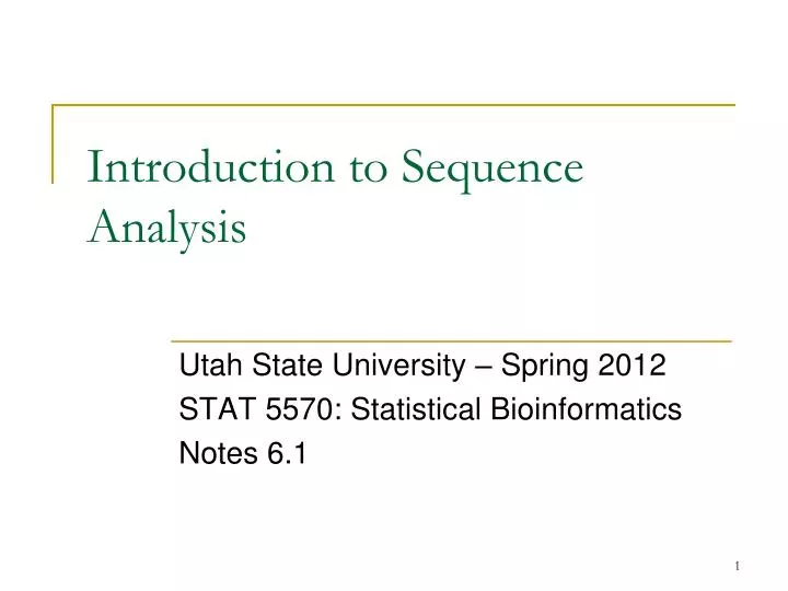 introduction to sequence analysis