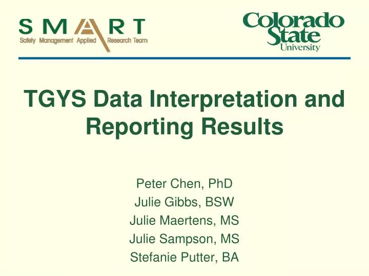 tgys data interpretation and reporting results