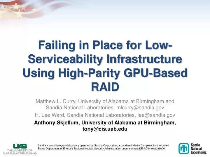 failing in place for low serviceability infrastructure using high parity gpu based raid