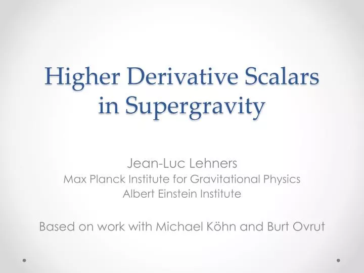 higher derivative scalars in supergravity