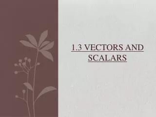 1.3 Vectors and Scalars