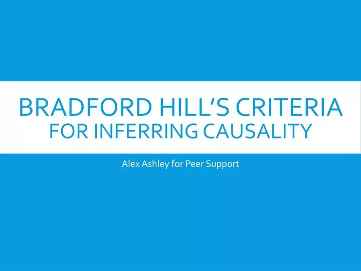 bradford hill s criteria for inferring causality