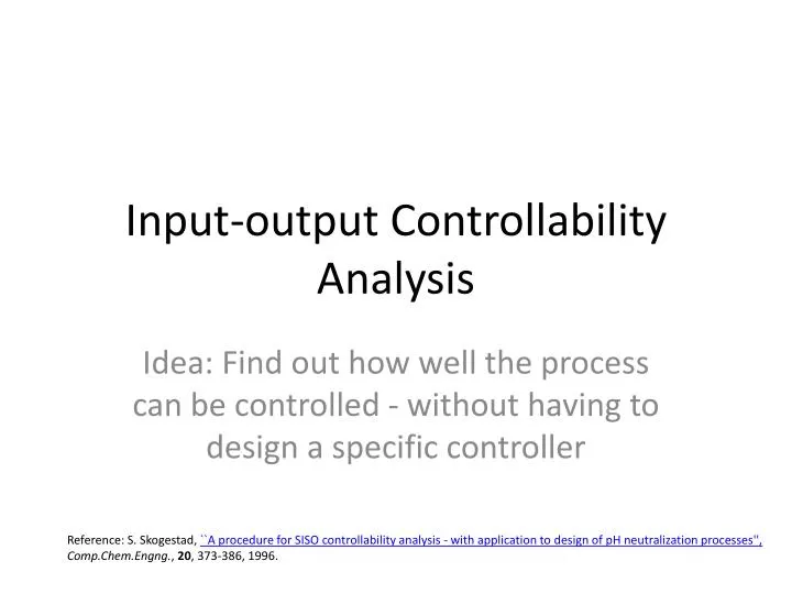 input output controllability analysis
