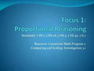 Focus 1: Proportional Reasoning
