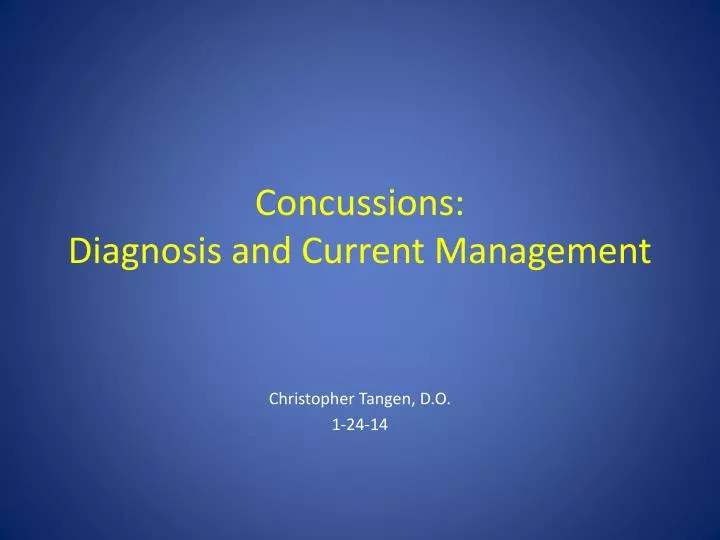 concussions diagnosis and current management