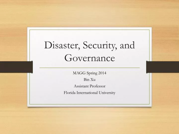 disaster security and governance
