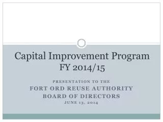 Capital Improvement Program FY 2014/15
