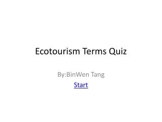Ecotourism Terms Quiz