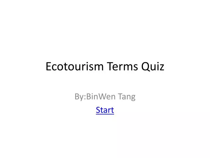 ecotourism terms quiz