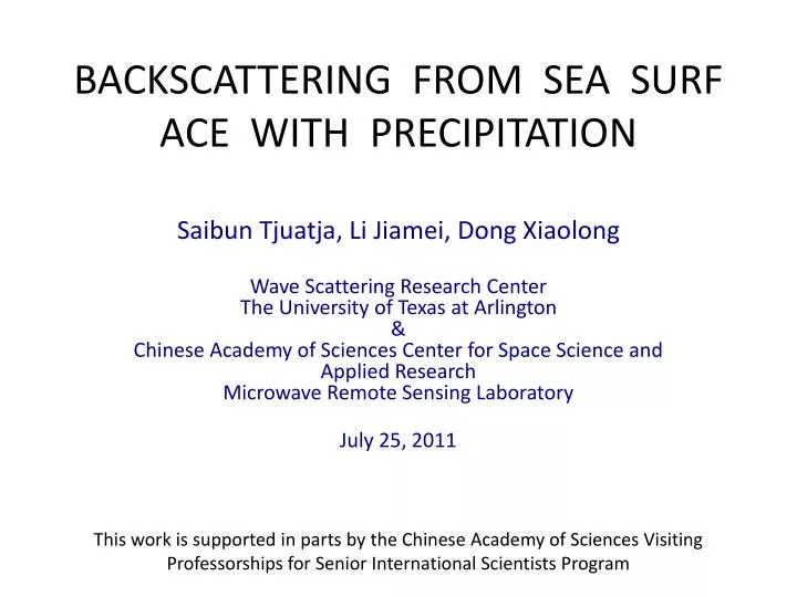 backscattering from sea surface with precipitation