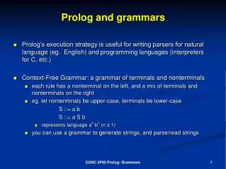 Prolog and grammars