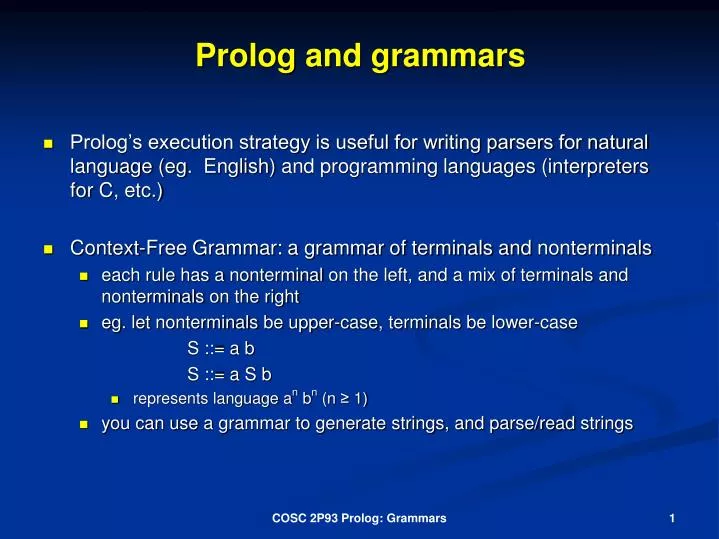 prolog and grammars